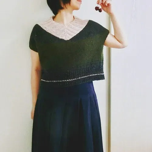 Pullover with Styled V-Neckline Knitting Pattern