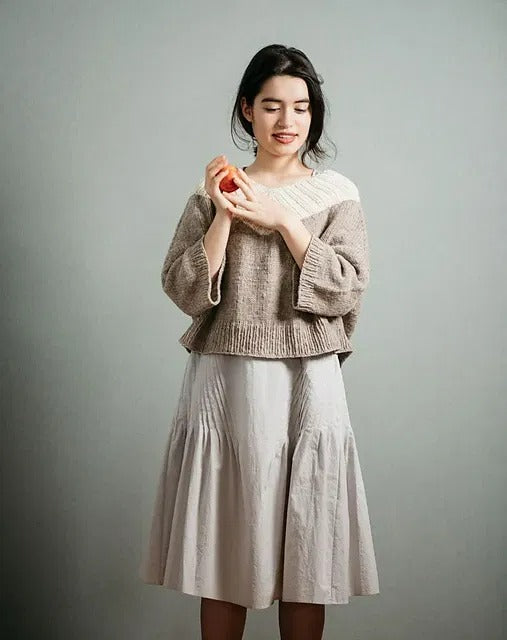 Pullover with Styled V-Neckline Knitting Pattern